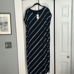 Jill navy striped maxi dress ( flattering cut)